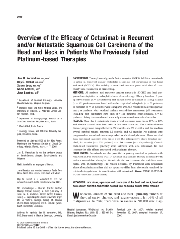 (PDF) Overview of the efficacy of cetuximab in recurrent and/or ...