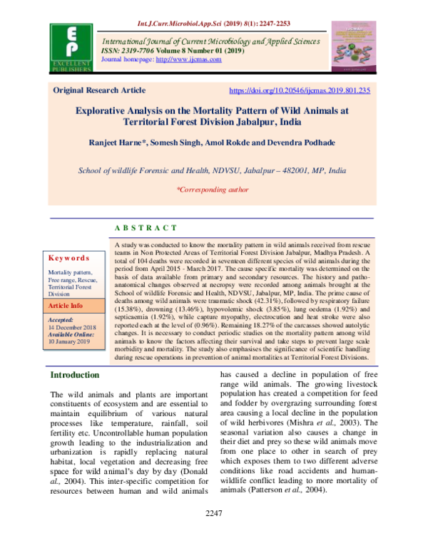 (PDF) Explorative Analysis on the Mortality Pattern of Wild Animals at ...