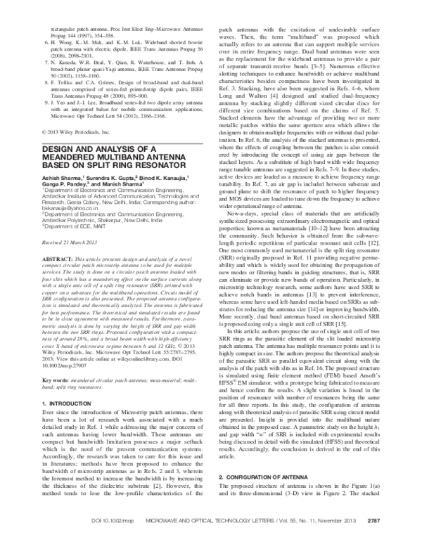 (PDF) Design and analysis of a meandered multiband antenna based on ...