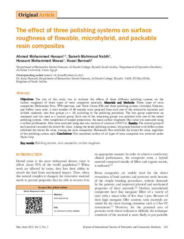 (PDF) The effect of three polishing systems on surface roughness of ...