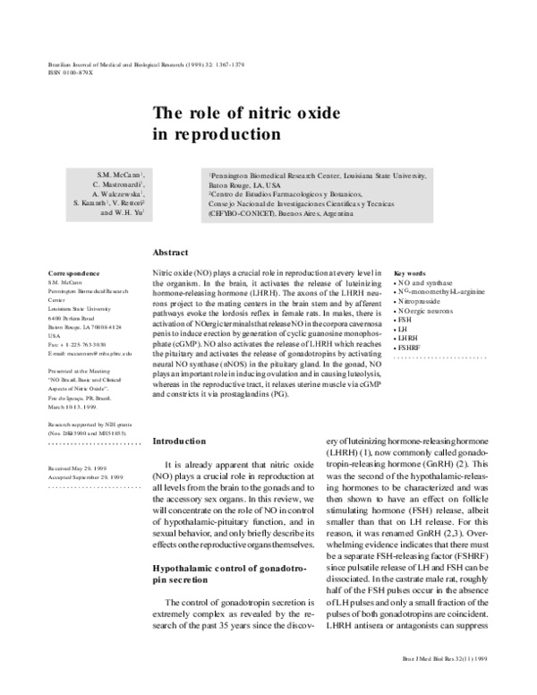 (PDF) The role of nitric oxide in reproduction