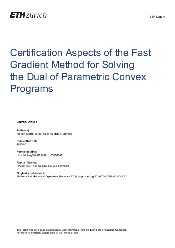 (PDF) Certification aspects of the fast gradient method for solving the ...