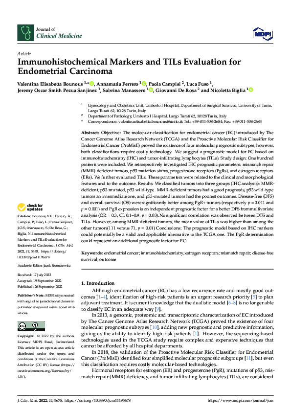 (PDF) Immunohistochemical Markers and TILs Evaluation for Endometrial ...