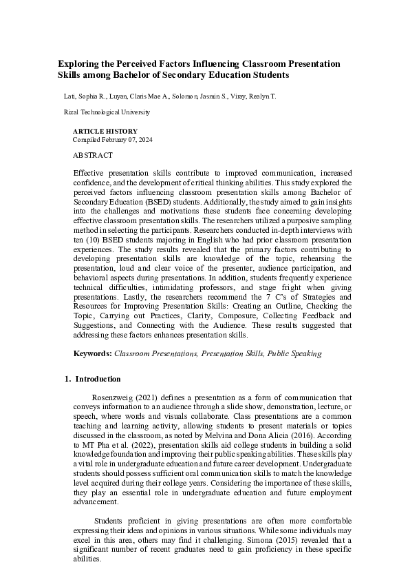 (PDF) Exploring the Perceived Factors Influencing Classroom ...