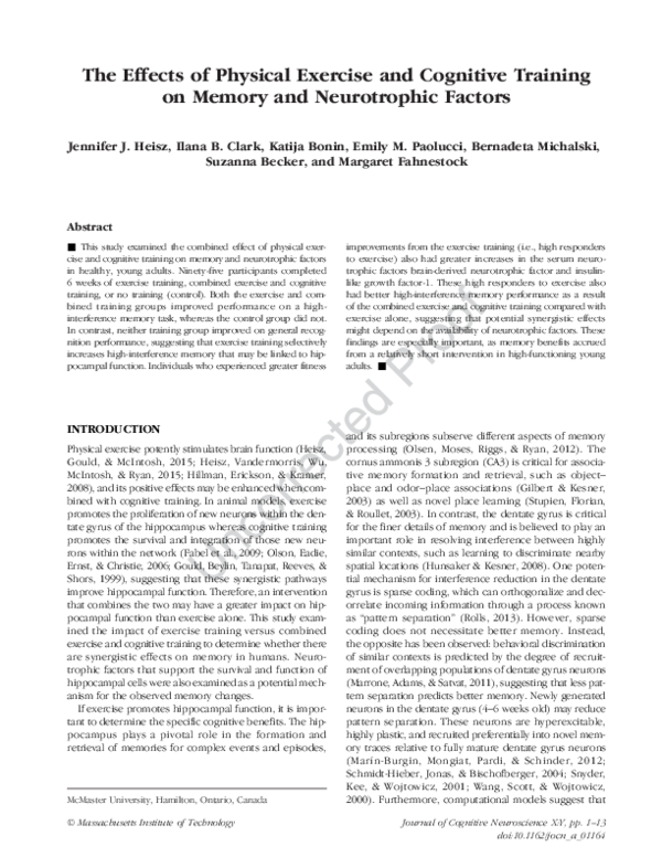 (PDF) The Effects of Physical Exercise and Cognitive Training on Memory ...