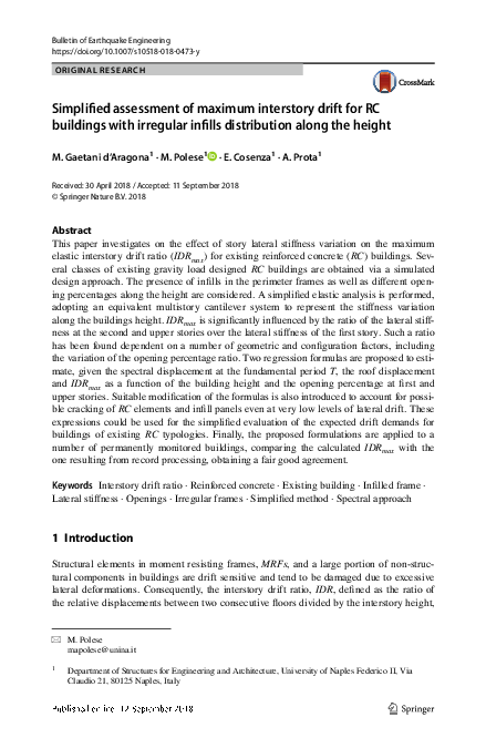 (PDF) Simplified assessment of maximum interstory drift for RC ...