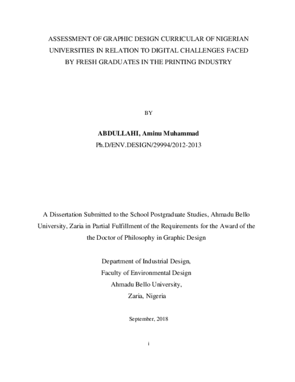 (PDF) Assessment of Graphic Design Curricular of Nigerian Universities ...