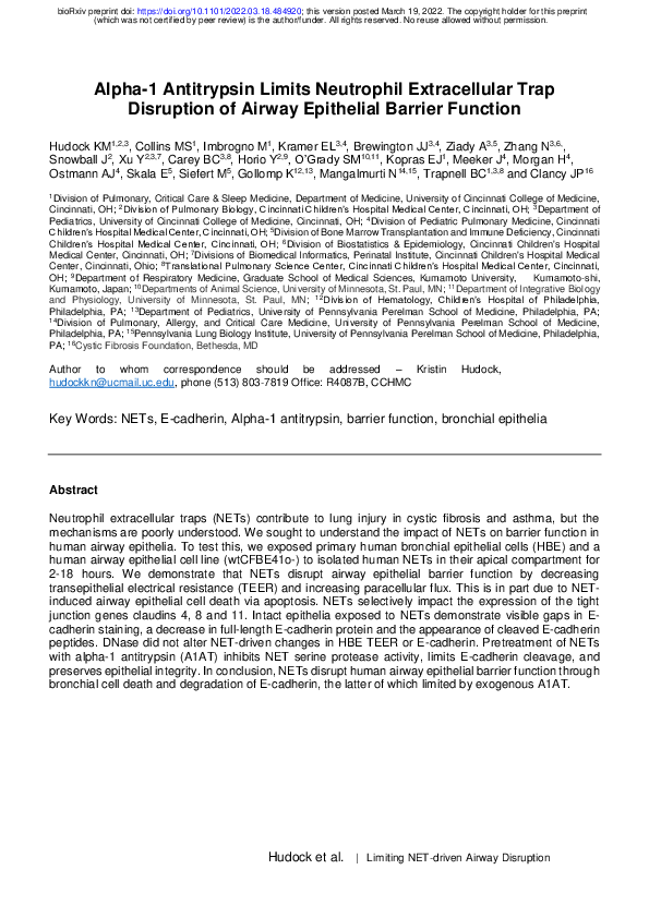 (PDF) Alpha-1 Antitrypsin Limits Neutrophil Extracellular Trap ...