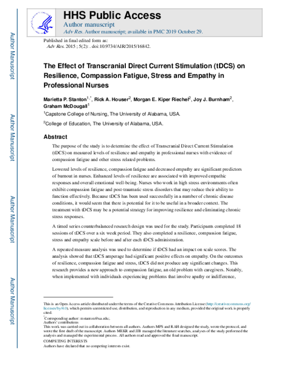 (PDF) The Effect of Transcranial Direct Current Stimulation (tDCS) on ...