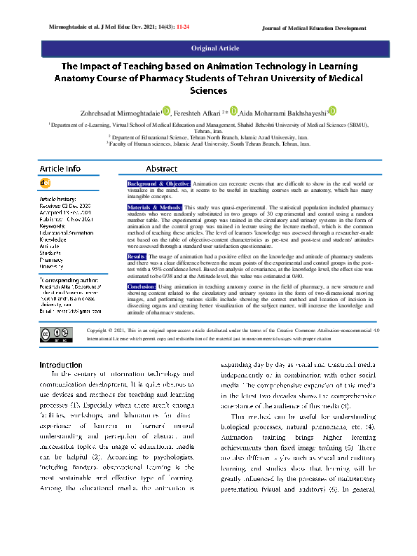 (PDF) The Impact of Teaching based on Animation Technology in Learning ...