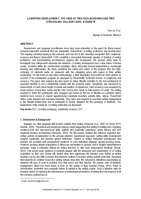 (PDF) L2 Writing Development: The Case of Two High-Achieving and Two ...