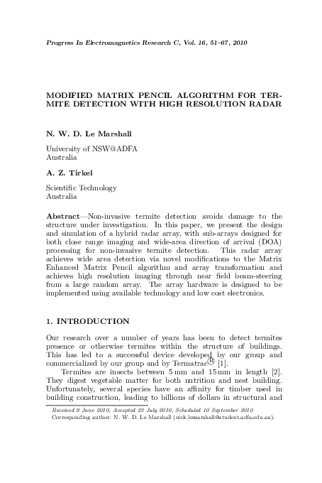 (PDF) Modified Matrix Pencil Algorithm for Termite Detection with High ...