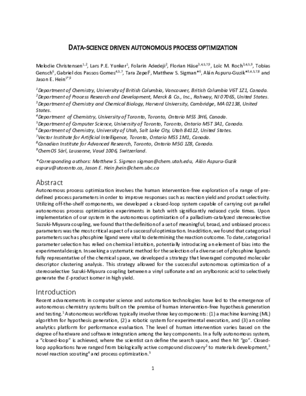 (PDF) Data-science driven autonomous process optimization