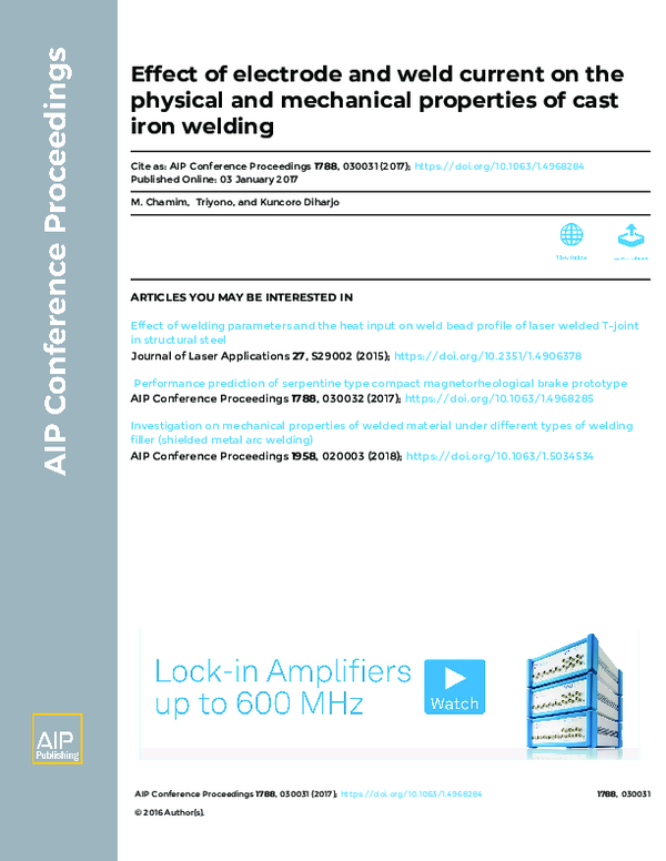 (PDF) Effect of electrode and weld current on the physical and ...