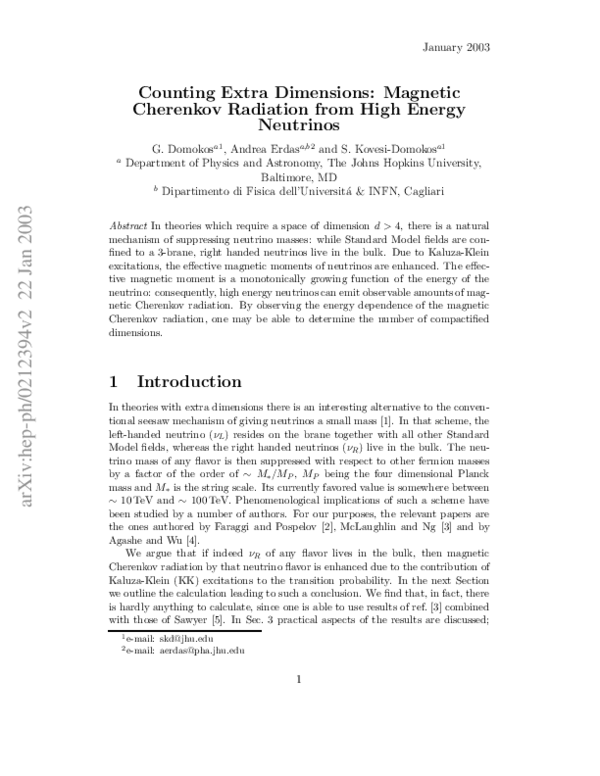 (PDF) Counting extra dimensions: magnetic Cherenkov radiation from high ...