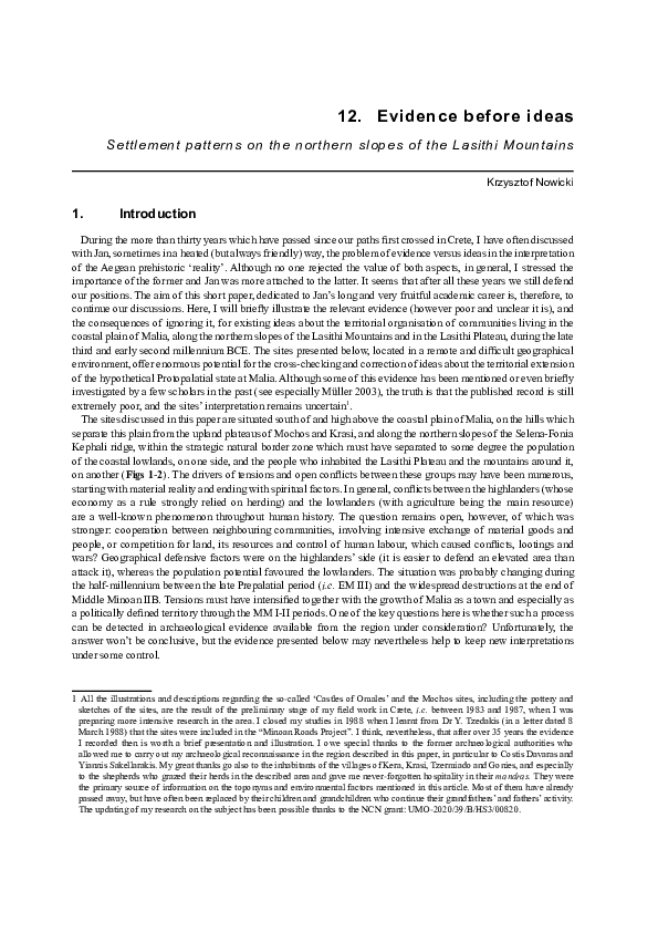 (PDF) Settlement patterns on the northern slopes of the Lasithi Mountains