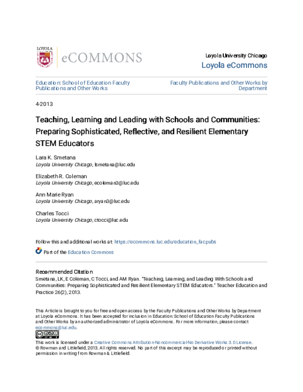 (PDF) Teaching, Learning and Leading with Schools and Communities ...