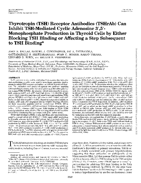 (PDF) Thyrotropin (TSH) receptor antibodies (TSHrAb) can inhibit TSH ...
