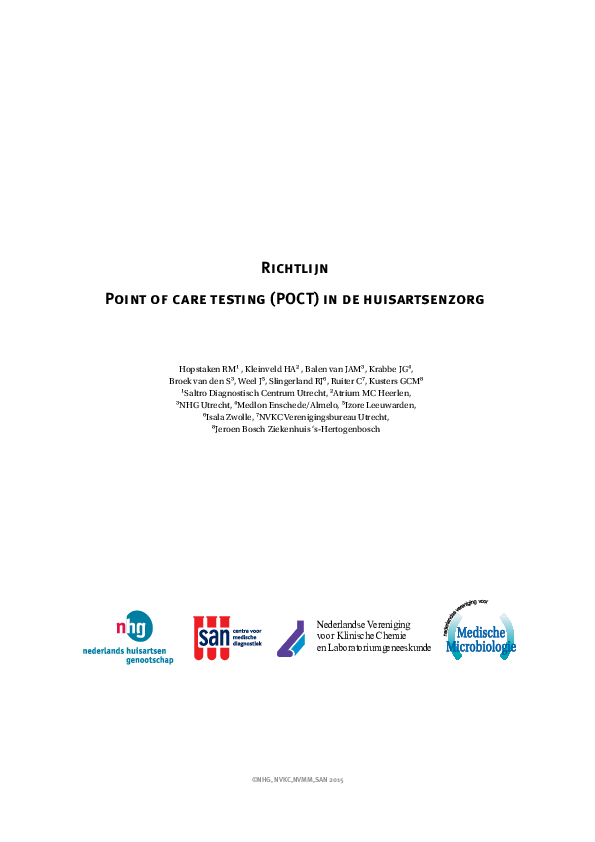(PDF) Richtlijn Point of care testing (POCT) in de huisartsenzorg