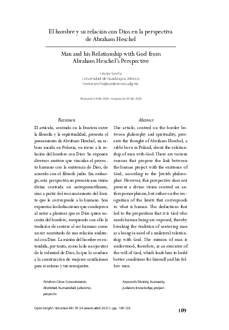 El hombre y su relación con Dios en la perspectiva de Abraham Heschel
