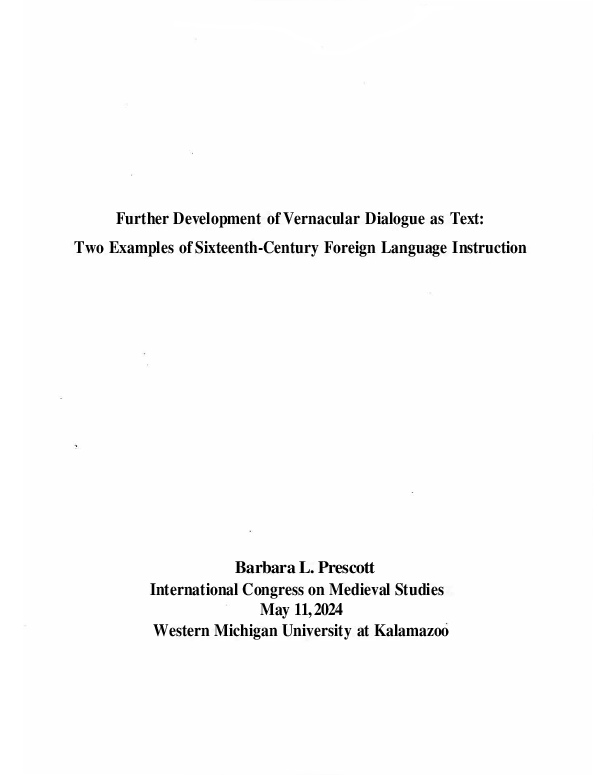 (PDF) Further Development of Vernacular Dialogue as Text: Two Examples ...