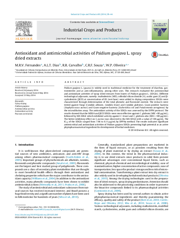 (PDF) Antioxidant and antimicrobial activities of pink guava leaves and ...