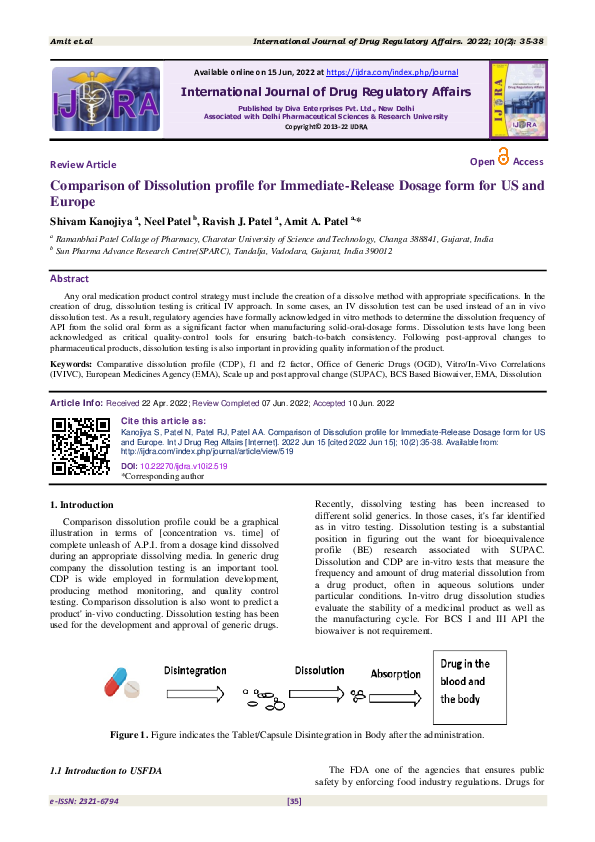 (PDF) Comparison of Dissolution profile for Immediate-Release Dosage ...
