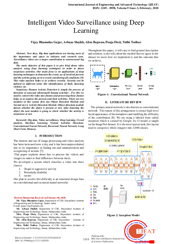 (PDF) Intelligent Video Surveillance using Deep Learning