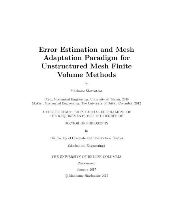 (PDF) Error estimation and mesh adaptation paradigm for unstructured ...