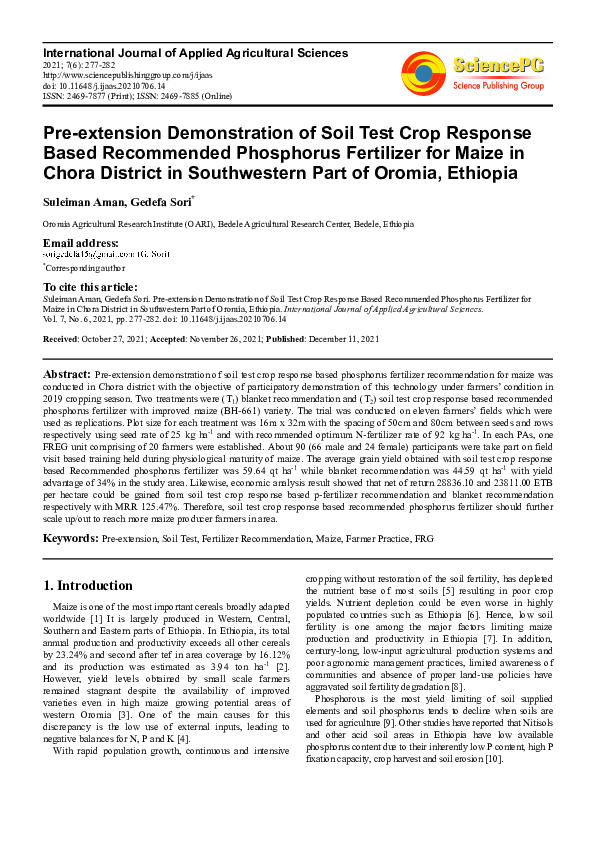 (PDF) Pre-extension Demonstration of Soil Test Crop Response Based ...