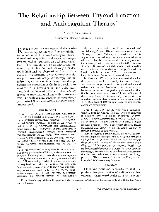(PDF) The relationship between thyroid function and anticoagulant therapy