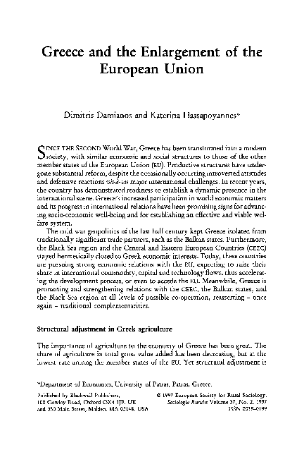 (PDF) Greece and the Enlargement of the European Union