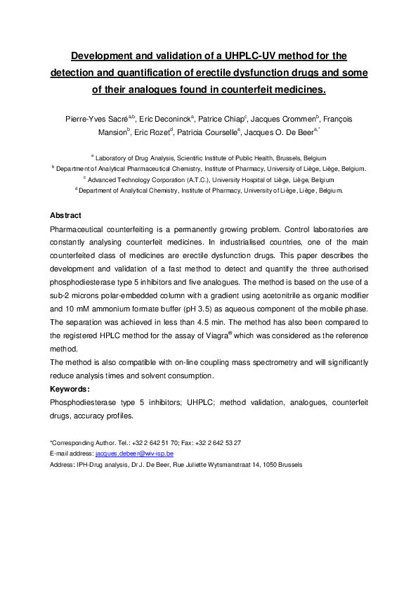 (PDF) Development and validation of a UHPLC-UV method for the detection ...