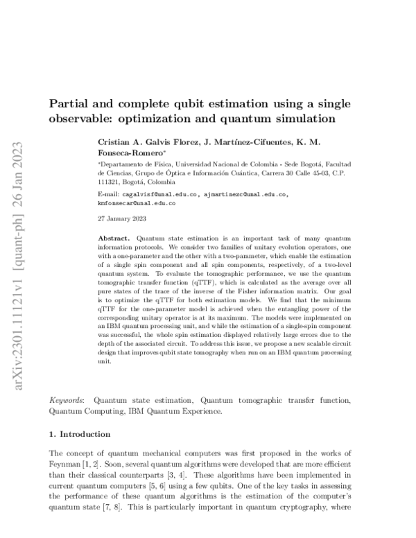 (PDF) Partial and complete qubit estimation using a single observable ...