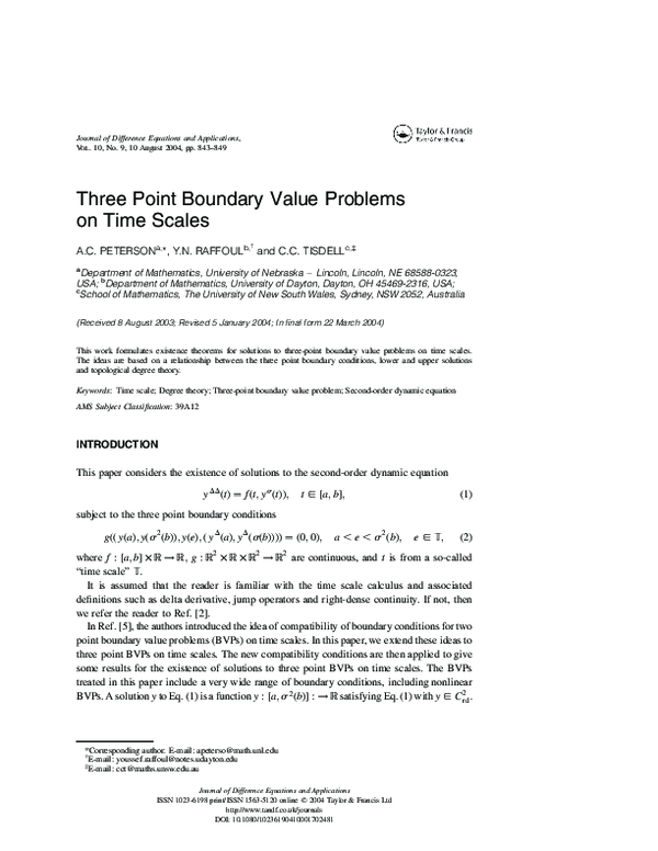 (PDF) Three Point Boundary Value Problems on Time Scales