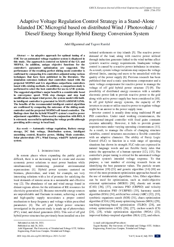(PDF) Adaptive Voltage Regulation Control Strategy in a Stand-Alone ...