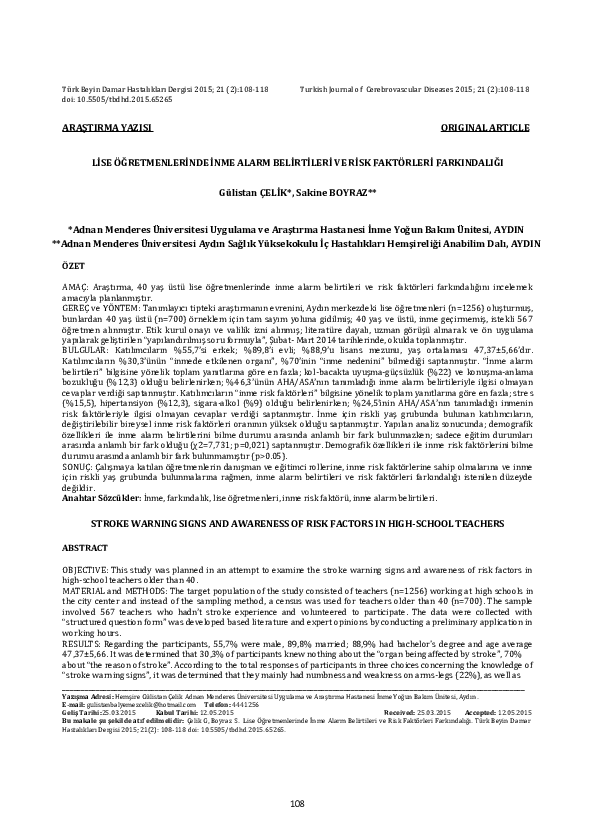 (PDF) Stroke warning signs and awareness of risk factors in high-school ...
