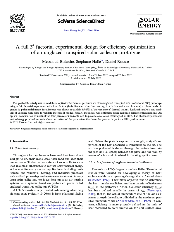 (PDF) A full 34 factorial experimental design for efficiency ...