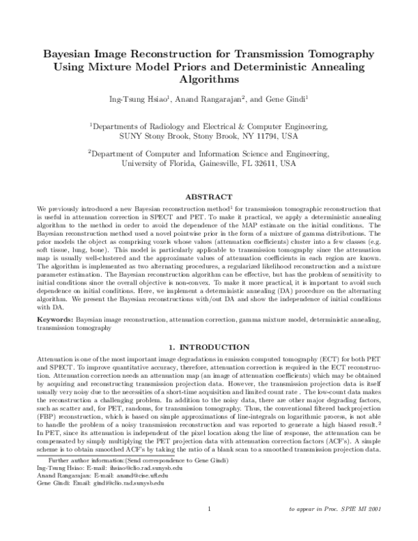 (PDF) Bayesian image reconstruction for transmission tomography using ...