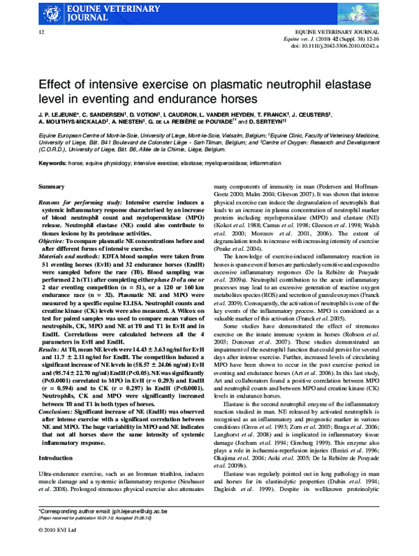 (PDF) Effect of intensive exercise on plasmatic neutrophil elastase ...