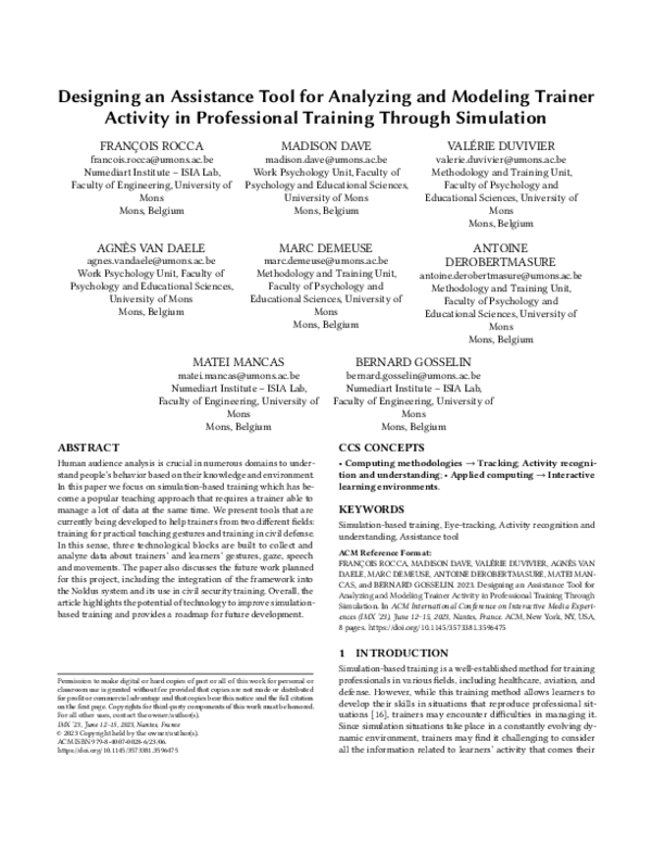 (PDF) Designing an Assistance Tool for Analyzing and Modeling Trainer ...