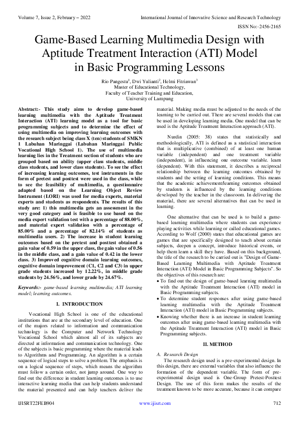 (PDF) Game-Based Learning Multimedia Design with Aptitude Treatment ...