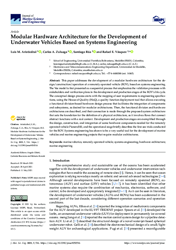 (PDF) Modular Hardware Architecture for the Development of Underwater ...