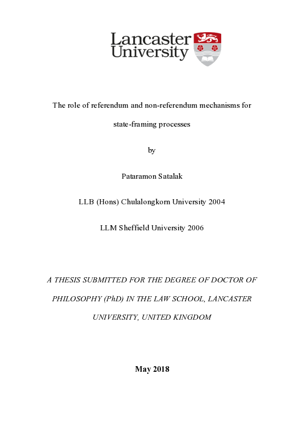 The role of referendum and non-referendum mechanisms for state-framing processes
