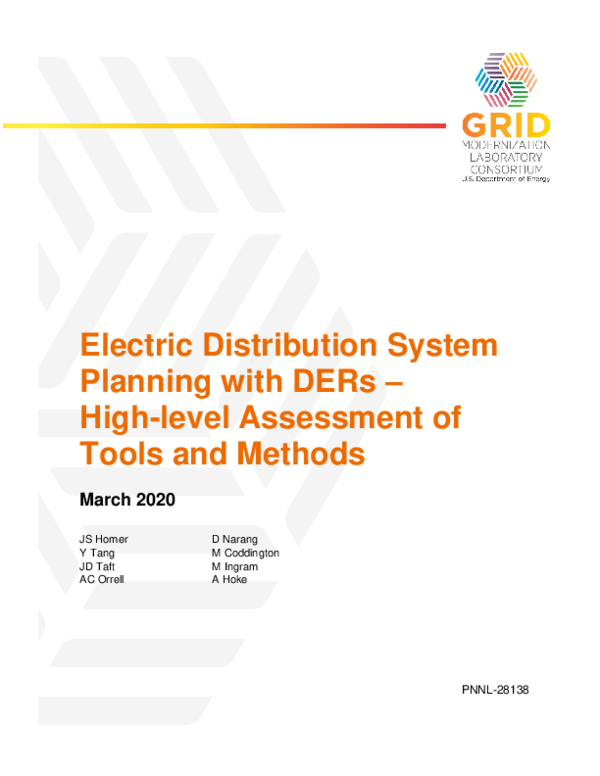 (PDF) Electric Distribution System Planning with DERs - High-level ...