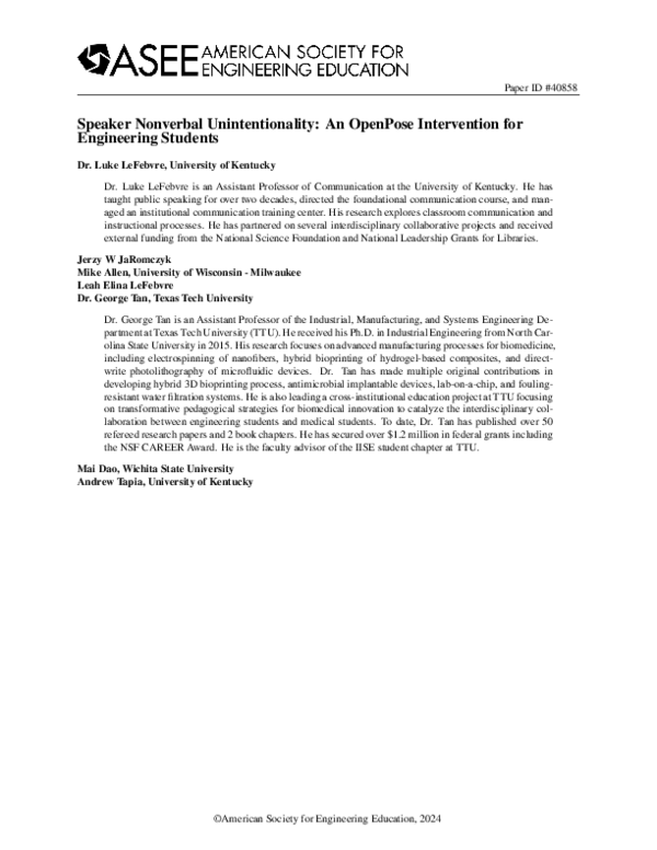 (PDF) Speaker Nonverbal Unintentionality: An OpenPose Intervention for ...