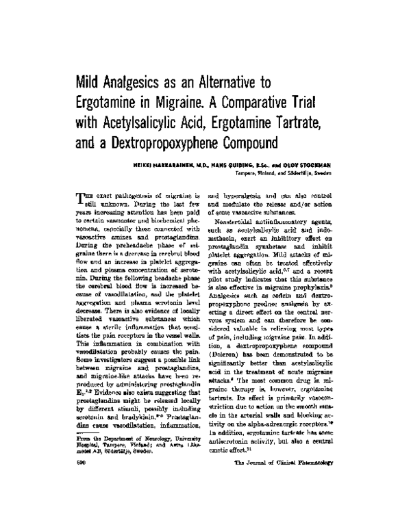 (PDF) Mild Analgesics as an Alternative to Ergotamine in Migraine. A