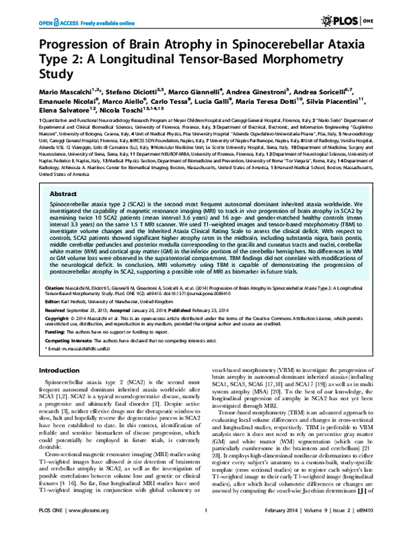 (PDF) Progression of Brain Atrophy in Spinocerebellar Ataxia Type 2: A ...