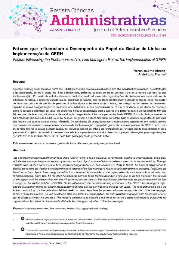 (PDF) Fatores que Influenciam o Desempenho do Papel do Gestor de Linha ...