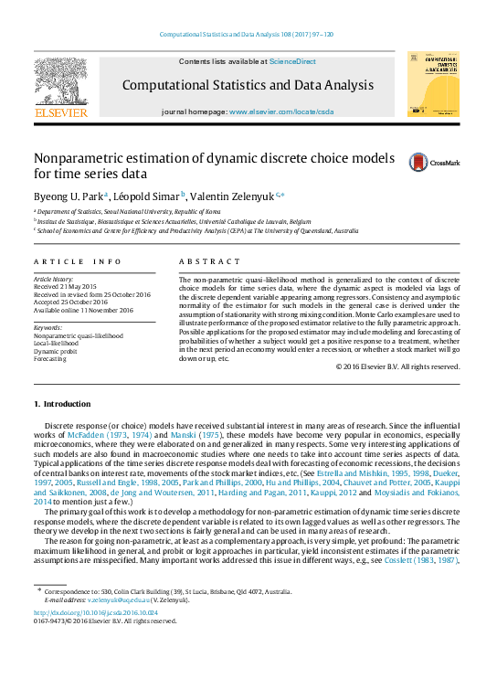 (PDF) Nonparametric Estimation of Dynamic Discrete Choice Models for ...
